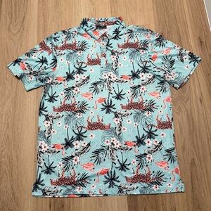 GreenSide Golf Men's Tropical Safari Print Golf Shirt size XL
